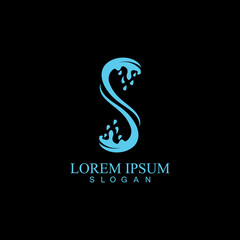 S letter water splash logo design template