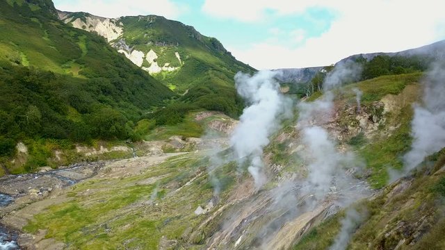 VIEW OF KAMCHATKA VALLEY OF GEYSERS