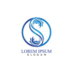 S letter water splash logo design template