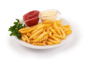 french fries on white