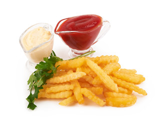 french fries on white