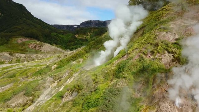 AERIAL VIEW OF KAMCHATKA VALLEY OF GEYSERS