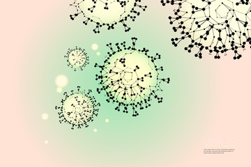 The particles, geometric art, line and dot of Virus.