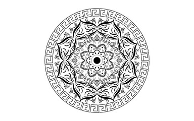 Circular pattern flower of mandala with black and white,Vector mandala floral patterns with white background
