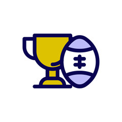 Rugby Trophy Trendy Icon, Champion Award Theme,