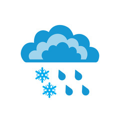 Symbols of clouds and snow shower. Abstract concept, icon. Vector illustration.