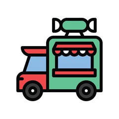 candy van related sweets and candy   vector with editable stroke