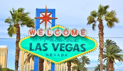Foto auf Acrylglas Antireflex Schild „Welcome to Fabulous Las Vegas, Nevada“ auf dem Strip. © Studio Barcelona