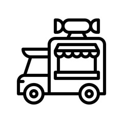 candy van related sweets and candy vector in lineal style