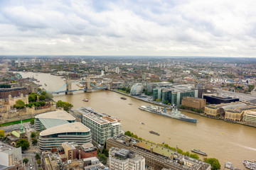 Aerial view of London with London Bridge upon Thames river, UK