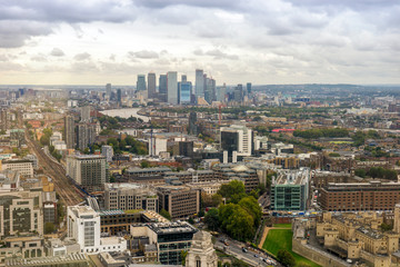 Fototapeta na wymiar Aerial view of financial center in London, United Kingdom