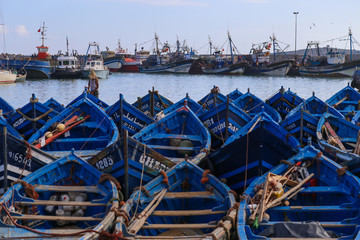 Fototapeta na wymiar Fishing boats in the ancient port of Essaouira