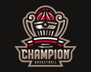 Basketball cup logo design, emblem tournament template editable for your design.