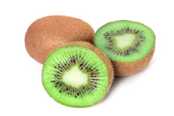 Kiwi fruit isolated on white background, macro