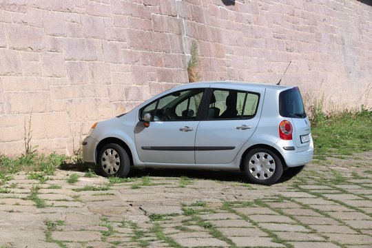MEISSEN, GERMANY - MAY 5, 2018: Renault Modus compact mini-MPV car parked in Germany. There were 45.8 million cars registered in Germany (as of 2017).