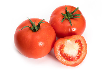 isolated tomato. Fresh cut tomatoes isolated on white background