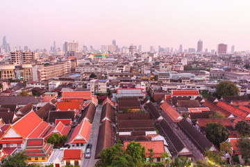 Fototapeta premium Panorama of the evening Bangkok, a giant metropolis that never sleeps