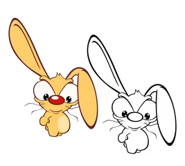 Foto op Plexiglas Vectorillustratie van een schattig stripfiguur konijn voor je ontwerp en computerspel. kleur © liusa