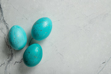 Easter eggs. Beautiful easter composition. Space for text