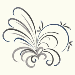 Vector floral decorative pattern, for tattoo, element of ornament, pattern, beautiful bouquet of grass and curls, stock illustration isolated on white background close-up.