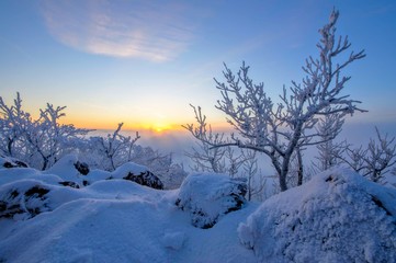 Sunset on the horizon in Little Carpathians, Slovakia