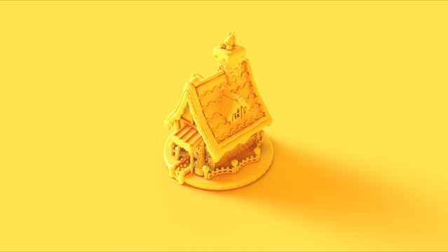 Yellow Christmas Gingerbread House 3d illustration 3d render