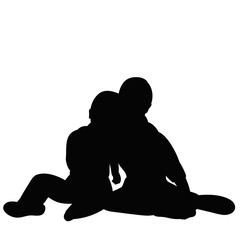 vector, isolated, silhouette children sit