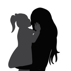 silhouette, mom and baby, portrait