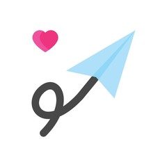 valentines related love and romance paper planes with heart vector in flat design,