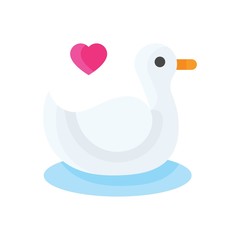 valentines related love and romance duck in water with hearts vectors in flat design,