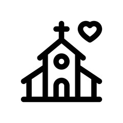 valentines related love and romance church with hearts vector in lineal style,