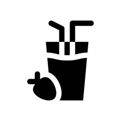 valentines related love and romance juice glass with strawberry vectors with solid design,