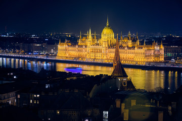Fototapeta na wymiar Hungarian Parliament Building in Budapest at night.