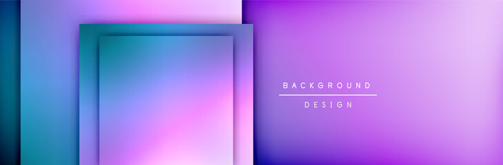 Square shapes composition geometric abstract background. 3D shadow effects and fluid gradients. Modern overlapping forms