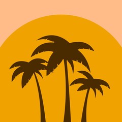 Palm trees and sun travel and tourism symbol, vector