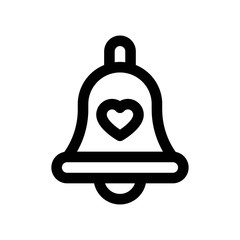 love and wedding related heart on hand bells vector in lineal style,