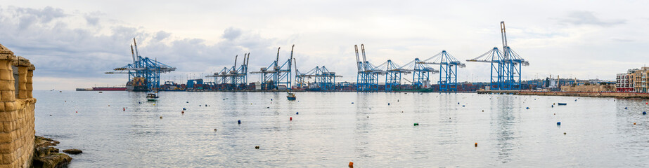 Malta Freeport Terminals, an international port in the Mediterranean sea region, harbor with...