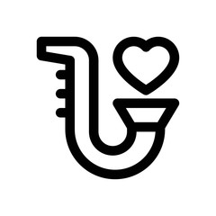 love and wedding related trumpet blowing out heart vectors in lineal style,