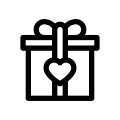 love and wedding related heart on gift box vectors in lineal style,