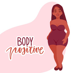 Plus size Woman dressed in swimsuits. Body positive.