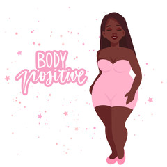 Plus size Woman dressed in swimsuits. Body positive.