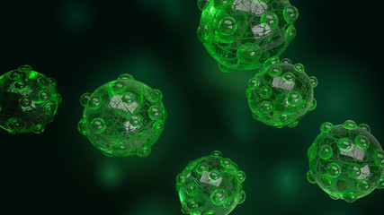 virus in dark tone 3d rendering for  medicine  and  healthcare content.