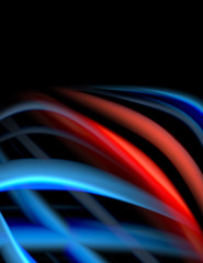 Silk smooth lines on black, liquid fluid color waves. Vector Illustration