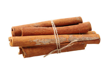 Cinnamon on a white background