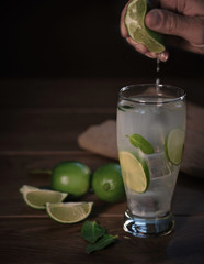 mojito cocktail with lime and mint