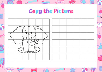 Obraz premium Copy the picture. Drawing activity for kids. Educational game for preschool children. 