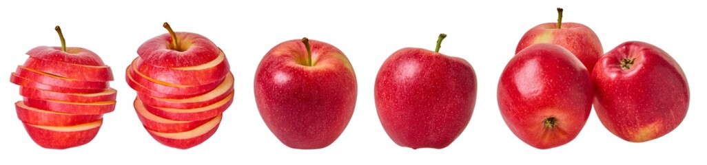 set of red apples with clipping patch
