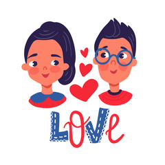 Happy Valentine's Day. Greeting Card with cute couple