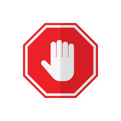 symbol stop hand in flat style, vector
