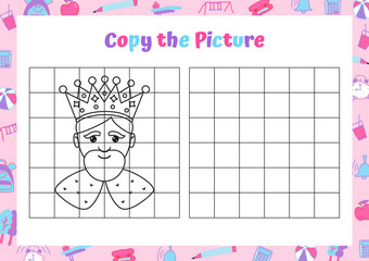 Copy the picture. Drawing activity for kids. Educational game for preschool children. 